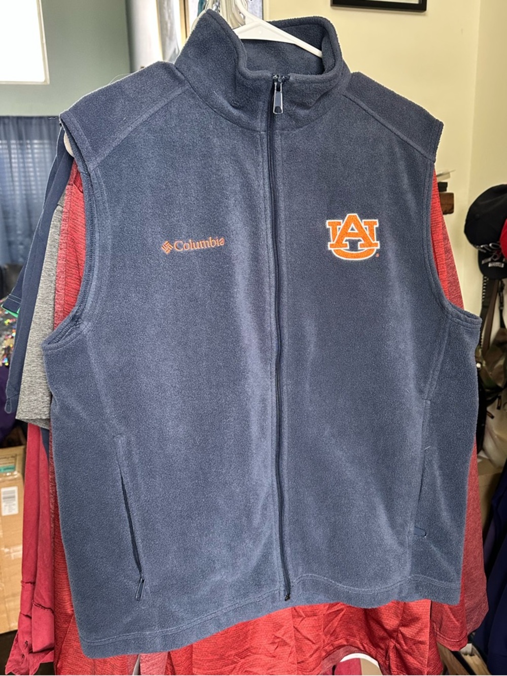 Columbia Auburn Tigers NCAA Men's Flanker Full-Zip Fleece Vest Navy